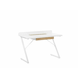 Beliani Bureau blanc / effet bois clair 120 x 60 cm FOCUS