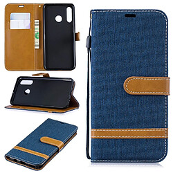 Etui en PU tissu jeans de couleur assortie bleu foncé pour votre Huawei P30 Lite