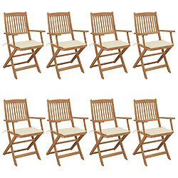 vidaXL Chaises pliables de jardin lot de 8 avec coussins Bois d'acacia