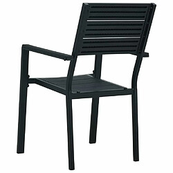 Maison Chic Lot de 4 Chaises de jardin,Fauteuil d'extérieur Noir PEHD Aspect de bois -MN35236 pas cher