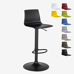 Tabouret bar de cuisine design noir mat réglable en hauteur Grand Soleil Imola Matt, Couleur: Noir 