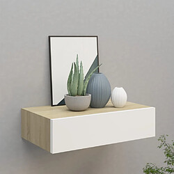 vidaXL Étagère à tiroir murale chêne et blanc 40x23,5x10 cm MDF