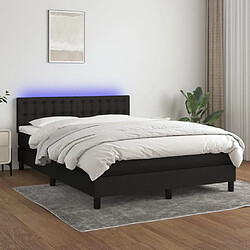 Sommier à lattes LED,Cadre à lattes de lit avec matelas pour Adulte Noir 140x200 cm Tissu -MN75347