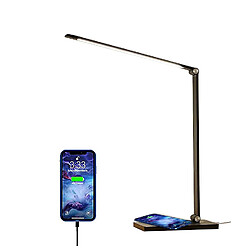 Universal Lampe de table LED, lampe de table citée, chargeur sans fil pour téléphone portable (noir)