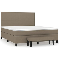 vidaXL Sommier à lattes de lit avec matelas Taupe 180x200 cm Tissu