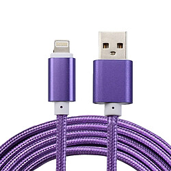 Wewoo Câble Violet pour iPhone X / 8 et ampère 8 Plus / 7 & 7 Plus / 6 & 6s & 6 Plus & 6s Plus / iPad Tête en métal de 2m de style tissé 84 noyaux Lightning 8 broches à l'USB 2.0 Données / de chargeur, 