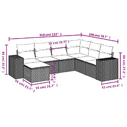 Avis Maison Chic Ensemble Tables et chaises d'extérieur 7pcs avec coussins,Salon de jardin noir résine tressée -GKD920351