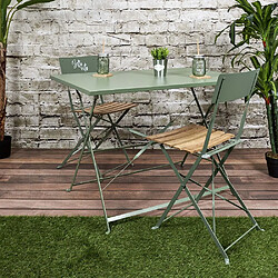 The Home Deco Factory Table de jardin pliante Palerme 110 x 70 cm vert kaki.