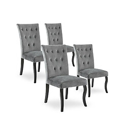 NC Lot de 4 Chaises capitonnées Chaza Velours Gris 