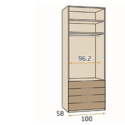 Inside 75 Armoire bibliothèque 332,2 x 220 cm Polar Cobalto Laquée Blanco Laquée 6 portes poignée Solapa Inox pas cher