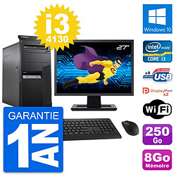 PC Tour Lenovo M83 Ecran 27" Intel i3-4130 RAM 8Go Disque 250Go Windows 10 Wifi · Occasion 