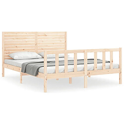 Maison Chic Cadre/structure de lit avec tête de lit pour adulte - Lit Moderne Chambre 160x200 cm bois massif -MN26403