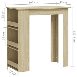 vidaXL Table de bar avec rangement Chêne sonoma 102x50x103,5 cm pas cher