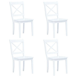 Maison Chic Lot de 4 Chaises à manger,Chaise pour cuisine blanc bois d'hévéa massif -MN71825