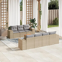 Maison Chic Salon de jardin avec coussins 8 pcs | Ensemble de Table et chaises | Mobilier d'Extérieur beige résine tressée -GKD20677