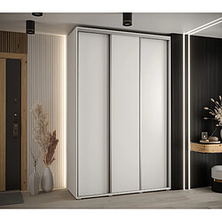 Abiks Meble Armoire à portes coulissantes Davos 1 235.2 x 160 x 45 3 portes coulissante (Blanc/Noir/Argent)