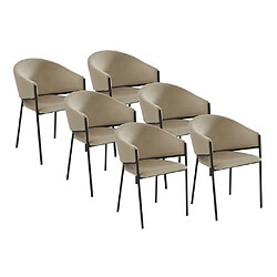 Lot de 6 chaises avec accoudoirs en velours et métal noir - Beige - ORDIDA de Pascal MORABITO