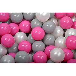 MeowBaby Jeu de Balles en Plastique, 200 Balles: Blanc Perle/Gris/Rose Foncé 