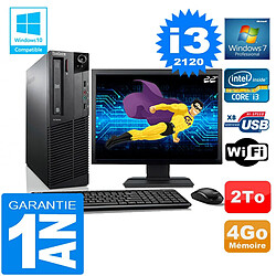 PC Lenovo M92p SFF Core I3-2120 Ram 4Go Disque 2 To Wifi W7 Ecran 22" - Occasion