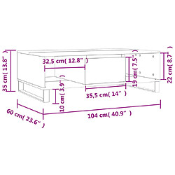 vidaXL Table basse blanc brillant 104x60x35 cm bois d'ingénierie pas cher