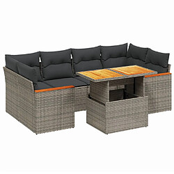 vidaXL Salon de jardin avec coussins 7 pcs gris résine tressée