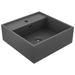 vidaXL Lavabo carré à trop-plein Gris foncé mat 41x41 cm Céramique