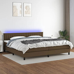 Maison Chic Lit adulte- Lit + matelas + LED,Sommier à lattes de lit matelas et LED Marron foncé 200x200 cm -GKD22985