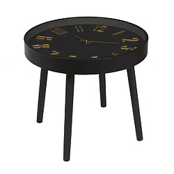 The Home Deco Factory Table d'appoint avec horloge - Diam. 50 cm x H. 43,5 cm - Noir The Home Deco Factory - Table d'appoint avec horloge - Diam. 50 cm x H. 43,5 cm - Noir - Vintage