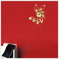 Avis Wewoo Horloge murale Fleur Art Design Moderne DIY Amovible 3D Cristal Miroir Sticker Mural Salon Décor De Chambre Or