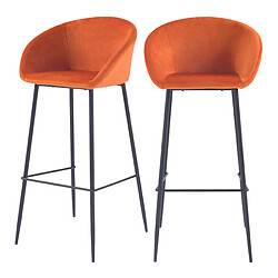 Rendez Vous Deco Chaise de bar Marquise orange corail H75cm (lot de 2)