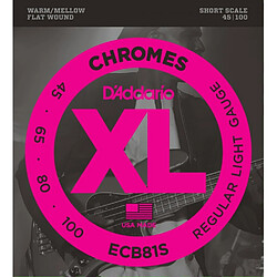 D'addario ECB81S Chromes 45-100 - Jeu de cordes filet plat basse électrique diapason court