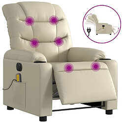 Maison Chic Fauteuil Relax pour salon, Fauteuil de massage inclinable électrique crème similicuir -GKD49937