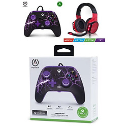 Power A Manette XBOX ONE-S-X-PC Purple Magma EDITION Officielle + Casque Gamer SPIRIT OF GAMER H60 RED 2