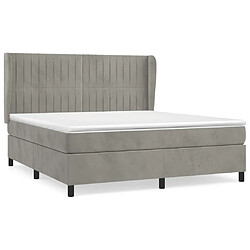 vidaXL Sommier à lattes de lit et matelas Gris clair 160x200cm Velours