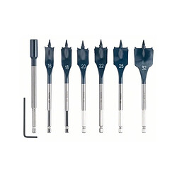 Bosch Self Cut Speed Set: Mèches plates 16/18/20/22/25/32mm, 7 pcs. + Rallonge 1/4" (2608587009)