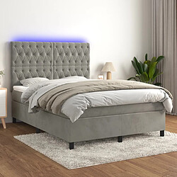 vidaXL Sommier à lattes de lit matelas et LED Gris clair 140x200 cm 