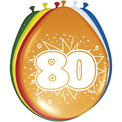 Folat- Ballons Multicolores 80 Ans-8 pièces, 08280, 80 cm