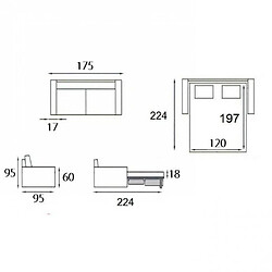 Acheter Inside 75 Canapé lit 2-3 places MASTER convertible EXPRESS 120 cm Cuir Taupe MATELAS 18 CM INCLUS