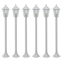 vidaXL Lampe de jardin à piquet 6 pcs E27 110 cm Aluminium Blanc