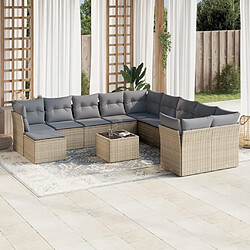 Maison Chic Salon de jardin avec coussins 12 pcs | Ensemble de Table et chaises | Mobilier d'Extérieur beige résine tressée -GKD85540