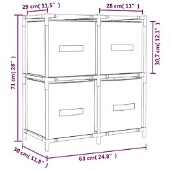 vidaXL Armoire de rangement 4 paniers en tissu Crème 63x30x71 cm Acier pas cher