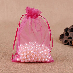 Wewoo 100 PCS Sac Cadeau Bijoux Organza De Mariage Anniversaire Fête Pochettes DessinsTaille Du 16X22cm Rose Foncé 