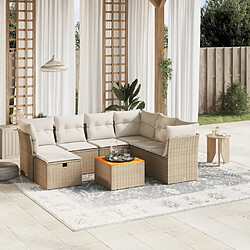 vidaXL Salon de jardin avec coussins 8 pcs beige résine tressée 