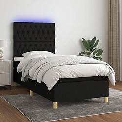 Sommier à lattes,Cadre à lattes de lit et matelas et LED pour Adulte Noir 100x200 cm Tissu -MN41669