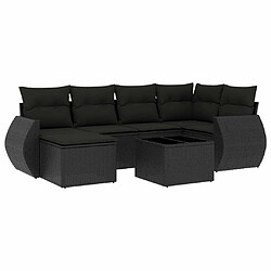 Maison Chic Ensemble Tables et chaises d'extérieur 7pcs avec coussins,Salon de jardin noir résine tressée -GKD443744