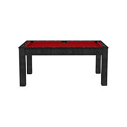 De Faugeres Billard convertible table 6 personnes Texas noir boisé et rouge (tapis)