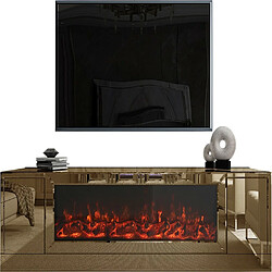 Vivenla Meuble TV design avec cheminée artificielle intégrée en miroir bronze 200 cm de largeur collection Alonso ALONSO