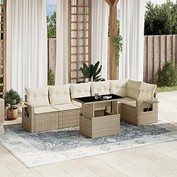 vidaXL Salon de jardin avec coussins 7 pcs beige résine tressée