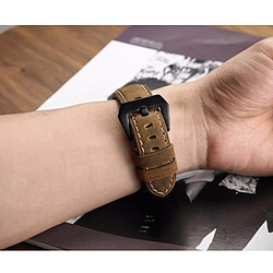 Acheter Wewoo Bracelet pour montre connectée de fou en cuir noir givré avec couchetaille 24 mm brun foncé