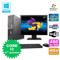 Lot PC Fujitsu E720 E85+ I3-4130 3.4GHz 4Go 480Go Graveur WIFI W7 + Ecran 17" · Occasion 